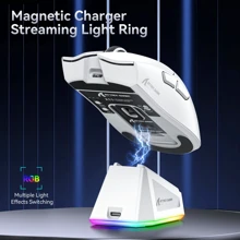 ATTACK SHARK X11 Gaming Mouse with Magnetic Charging Dock, PixArt PAW3311 Gaming Sensor, BT/2.4G Wireless/Wired Gaming Mouse, 22000 dpi, Office Mice Gamer Mice for Win11/Xbox/PS4/5 - Blanco - Ver 5