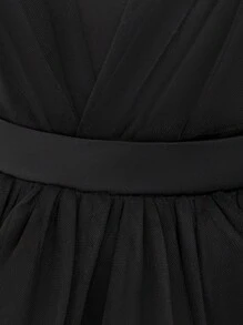 Baby Girls' Solid Color Mesh Back Bow Decor Tutu, Cute & Flower Girl Dress For Outdoor Party, Without Headpiece