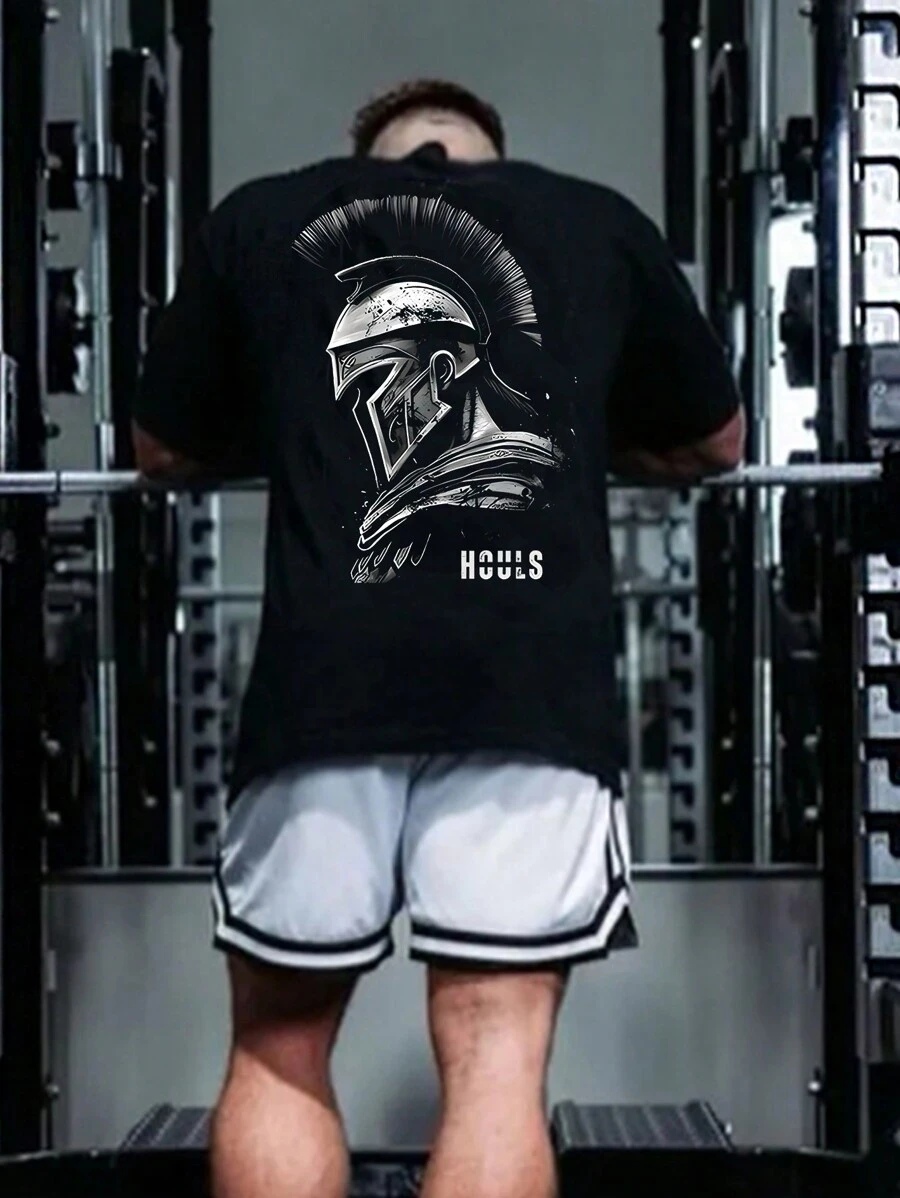 Spartan Oversized T-Shirt For Bodybuilding Gym Workout - Black - View 1