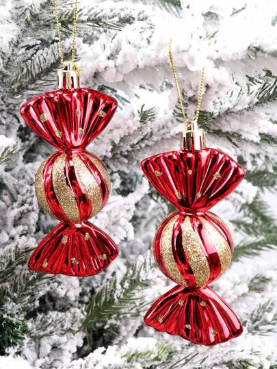 5pcs/Set Christmas Ornaments Candy Shaped Hanging Decorations For Christmas Tree, Display,Christmas