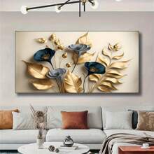 1 Frameless Creative Canvas Poster, Gold Leaf Painting, Modern Art Canvas Wall Painting, Art Wall Painting, Can Be Used As A Gift, Bedroom, Office, Living Room, Cafe, Bar, Wall Decoration, Home And Dormitory Decoration,Wall Art