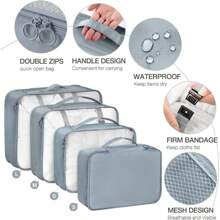 Packing Cubes For Suitcases,Packing Cubes With Shoe Bag, Cosmetics Bag, Clothing Bag, Accessories Bags Packing Cubes For Travel Luggage Organizer Women Men - 9件套 藍灰色 - 查看 3