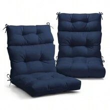2pc 44x22x4.7 Inch Indoor Outdoor High Back Chair Cushion Seat/Back Chair Cushion,Solid Color Waterproof Non Slip Anti-Fading Chair Seat Cushion,Patio Garden Cushions - 2pc Chair Cushion Navy Blue - View 3