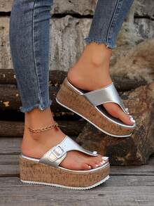 Dép quai hậu đế dày phong cách Âu Mỹ cỡ lớn thời trang cho nữ, thiết kế mới 2024 - Bạc - Xem 4