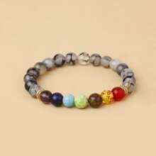 自然7手鍊手鐲瑜伽平衡珠子彈性手環男士天然石頭冥想首飾類禮物