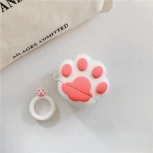 1 个可爱猫爪硅胶保护壳，适用于 Apple AirPods1/2/AirPodsPro2/AirPods3，有粉色、黑色和白色可选 - 黑色 - 查看 4