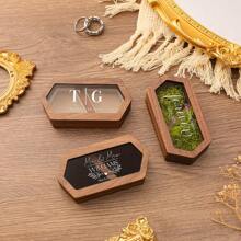 Custom Wood Wedding Ceremony Ring Case, Acrylic-Lid Wood Ring, Ring Bearer Ring Box, Ring Box For Wedding Ceremony, Anniversary Gift 1pc Space-Saving Exquisite, Stylish, High-Quality, Vintage, Tidy Custom, Personalized For Children's Day, For Father's Day, For Graduation, For Weddings, For Housewarming Living Room, Bedroom, Home, Bathroom Back To School,Home Refresh,Customized Jewelry Boxes,Home Refresh,Festive Calendar