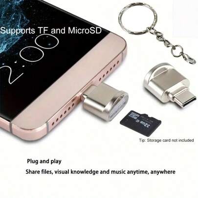 Lector de tarjetas Micro SD compacto con USB-C y OTG habilitado - Transferencia de datos y gestión de almacenamiento - Perfecto para computadoras portátiles, tabletas, teléfonos inteligentes