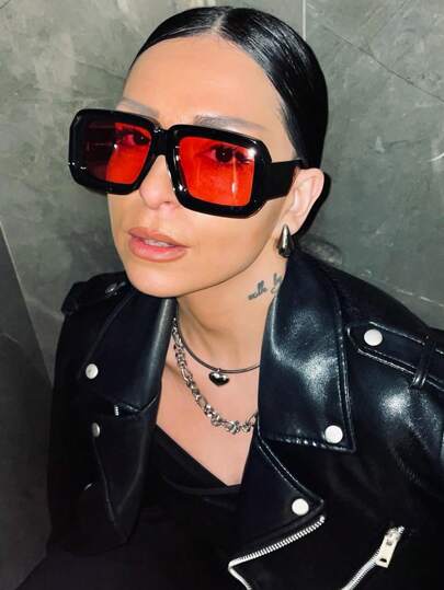 1pc Oversized Oval Personalized Hip-Hop Street Style Sun Protection Face Mask Fashion Fashion Glasses Back To School