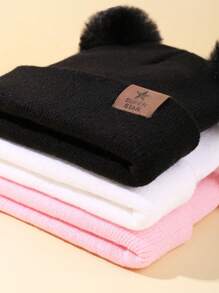 3PCS Toddler Winter Beanies Set Warm Knit Hats For Baby Boys & Girls Outdoor Activities