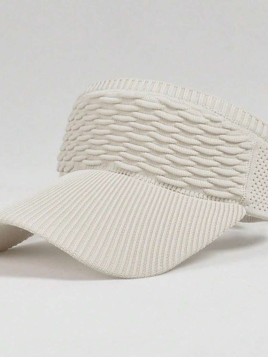 Women's Sport Cap Knitting Large Brim Beachwear Summer Running Sun Protection Visor - 米色 - 查看 1