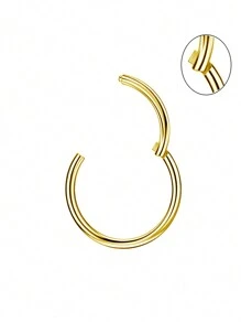 Edelstahl 316 0,8mm Punk Stil Nasenring mit , Körper Piercingschmuck , Nase und Ohr Ring mit - Goldgelb - Übersicht 3