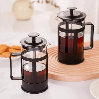 1pc, Modern Glass French Press Coffee Maker, Multipurpose Reusable Filter, Heat-Resistant Glass Coffee Press For Espresso, Tea, Household Gadgets Back To School