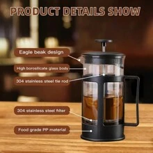 1pc, Modern Glass French Press Coffee Maker, Multipurpose Reusable Filter, Heat-Resistant Glass Coffee Press For Espresso, Tea, Household Gadgets Back To School
