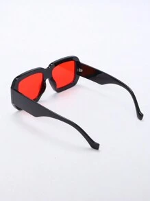 1 chiếc khẩu trang chống nắng hình bầu dục cỡ lớn phong cách đường phố Hip-Hop cá nhân hóa thời trang kính thời trang trở lại trường học - phim đỏ khung đen - Xem 7