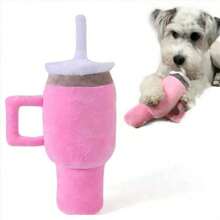 1pc Cup Design Pet Dog Squeaky Plush Toy, Chew Resistant Teeth Grinding Toy - Multicolor - View 3