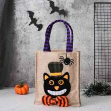 1pc Halloween Non-Woven Tote Bag,Candy Bag,Pumpkin Bag,Decoration Props,Gift Bag,Halloween Supplies - Multicolor - View 13