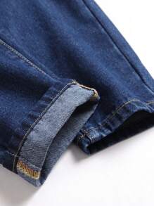 Tween Boy Distressed  Casual Jeans With Pockets - Dark Wash - View 4