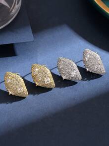 1 对时尚水钻 CZ 耳钉 女士女孩水晶耳钉 派对约会周年纪念珠宝礼物 - 菱形 - 查看 4