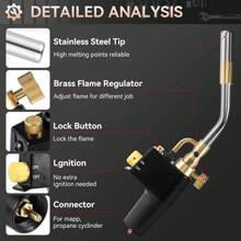 MAPP Propane Torch Heavy Duty Brazing Torch Multi Purpose Gas Torch For Welding Paint Removal Cooking Searing (Gas Cylinders Not Included) - Style1 - View 3