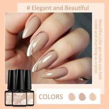 8件套裸色凝胶指甲油套装，含闪粉、可卸UV/LED凝胶，半永久美甲凝胶，美甲沙龙DIY美甲设计装饰，居家美甲 - 裸色 - 查看 3