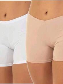 KIT 2 Women's Shorts Second Skin Shorts Lingerie Shorts Intimate Shorts Comfort - Màu be - Xem 2