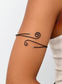1 Stück, übertrieben minimalistischer Metallmanschetten-Armreif mit Strass und geometrischem Blumen- und Blattdesign, verstellbar, geeignet für modische Sommeroutfits, von Bloggern empfohlen, Geschenkidee für Freundin