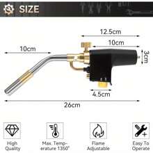 MAPP Propane Torch Heavy Duty Brazing Torch Multi Purpose Gas Torch For Welding Paint Removal Cooking Searing (Gas Cylinders Not Included) - Style1 - View 2
