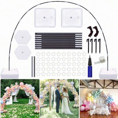 1 Set Floor-Standing Balloon Arch Stand Kit, Includes Adjustable Balloon Arch Stand, Inflatable Base, Balloon Clips And Balloon Strips, Suitable For Birthday, Halloween Party, Wedding, Bridal Shower, Graduation Party Decoration, Best Gift, Wedding Decor, Home Decor, Room Decor, Party Favor, Birthday Decor, Bachelorette Party Decor