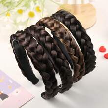 1件装扭辫假发发带 女款 2024新款 编织假发 高耸发髻 秀发蓬松头带 头饰 鱼骨辫发夹，发带，发箍，发箍，发箍头带 发饰 头饰