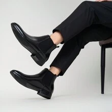 Leather Chelsea Boots Men Dress Boots Ankle Slip On Boots Waterproof - màu đen - Xem 5