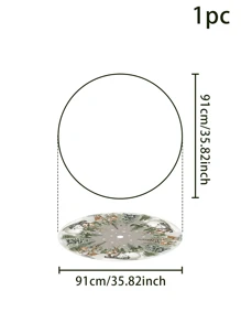 1pc Christmas Tree Skirt, Vintage Country Style Snowman & Deer Design, Suitable For Christmas Tree Tabletop Decoration - Multicolor - View 12