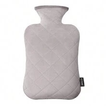 BYXAS Hot Water Bottle With Soft Cover, 2L Hot Ergonomic Handle & Spill-Proof Lid ,Water Bag For Hand Feet Warmer , Multiple Colors Available - 灰色 - 查看 1