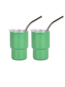 1 件/2 件/6 件不锈钢双层升华迷你不倒翁咖啡杯带盖和吸管水杯双层真空隔热杯适用于酒吧、俱乐部、餐厅、家庭、派对用品返校 - 白色 - 查看 25