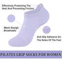 4 Pairs,Non Slip Pilates Socks With Grips For Women, Grip Socks For Yoga Barefoot Workout Anti Skid Athletic Socks Ballet