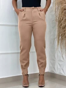 Tailored Pants Tile Women's Pants Formal Pants Pants Blogger Fashion Look Suit Pants Fashion - Beige - View 1