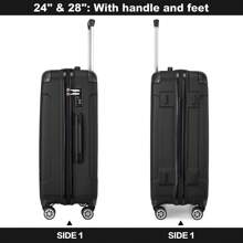 Lightweight ABS Hard Luggage For Business Travel 4-Wheel Trolley Case With Combination Lock For Men And Women 19 Inch Cabin Carry-On 24 Inch And 28 Inch Check-In - 黑色 - 查看 4