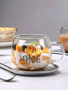 1 件耐热玻璃牛奶杯带手柄，早餐杯，早安杯，燕麦杯，微波炉适用，派对，礼物，聚会，婚礼，节日 - 無色 - 查看 5