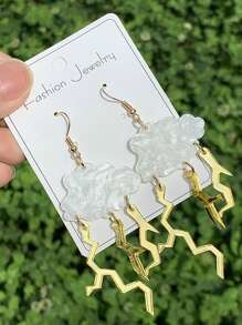 Acryl Laser geschnittene Ohrhänger mit schwarzer Wolke, Blitz und Regentropfen, modischer Schmuck für Frauen