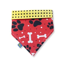 Red Double-Sided Pet Bandana With Bones/Paws For Dogs And Cats - Red - View 6