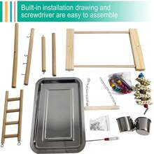 Stehende Sitzstange für mittelgroße und kleine Papageien, einfache Sitzstange auf dem Tisch, interaktives Trainings-Kauspielzeug mit Schaukel für Sittiche - Verschiedenfarbig - Übersicht 4