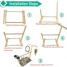 Stehende Sitzstange für mittelgroße und kleine Papageien, einfache Sitzstange auf dem Tisch, interaktives Trainings-Kauspielzeug mit Schaukel für Sittiche - Verschiedenfarbig - Übersicht 8