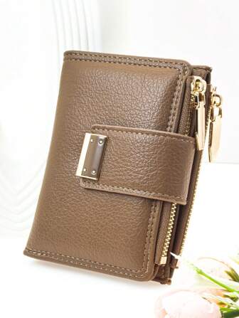 MINGYOU Women's Short Soft PU Leather Large Capacity Wallet, Multi-Functional Multi-Layer Purse, Elegant Snap Fastener Multi-Card Slots Clutch, Zipper Coin Purse Card Holder, Soft Lightweight Convenient Clutch For Party, Date, Holidays Gift