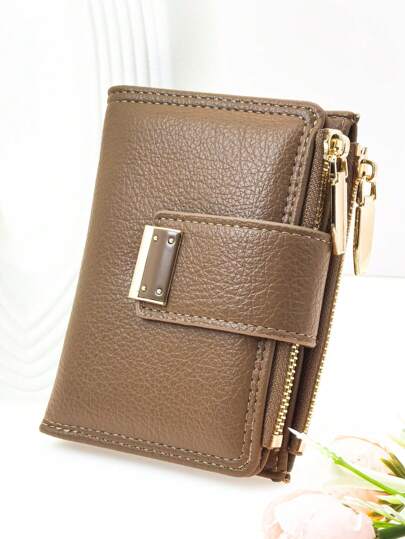 MINGYOU Women's Short Soft PU Leather Large Capacity Wallet, Multi-Functional Multi-Layer Purse, Elegant Snap Fastener Multi-Card Slots Clutch, Zipper Coin Purse Card Holder, Soft Lightweight Convenient Clutch For Party, Date, Holidays Gift