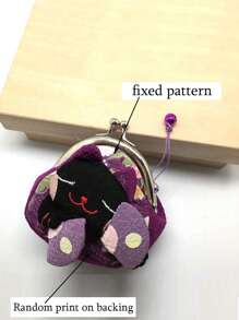 1 Piece Small Buckle (Kiss Lock Small Cosmetic Bag Random Print) Women's Small And Cute Blue Lucky Cat Portable With Buckle Creative Lucky Cat Wallet For Women Wallet Mini Wallet Purse Wallet Coin Wallet - Multicolor - View 7