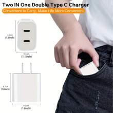 1pc Portable White Fast Charging Wall Charger For 20w Power Adapter Wall USB Type C Port Fast Plug Fast Charging With Data Cable Suitable For IPhone Tablet Mobile Phone And Other PD20W Fast Charging Head Nan - View 2