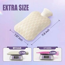 BYXAS Hot Water Bottle With Soft Cover, 2L Hot Ergonomic Handle & Spill-Proof Lid ,Water Bag For Hand Feet Warmer , Multiple Colors Available - 灰色 - 查看 6