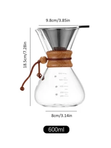 Brutelle One Pc Hand-Brewed Coffee Maker Set Coffee Filter Cup High Temperature Resistant Sharing Pot Simple And Exquisite Portable Coffee Maker For Family Party Travel Restaurant Dormitory - Wooden Handle Glass Set 600ml - View 10