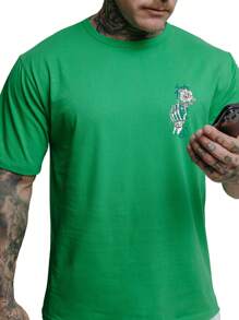 T-Shirt Unisex Men's Oversize 100% Cotton Oriental Print Shirt 7103 - 綠色 - 查看 1