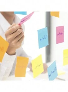 12 pièces Notes adhésives multicolores, 600 pièces/12 blocs-notes, 50 feuilles par cahier, couleurs assorties